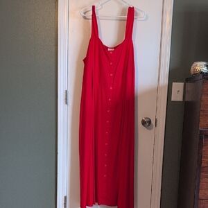 Ava & Viv Bright Red Button-Front Maxi Dress